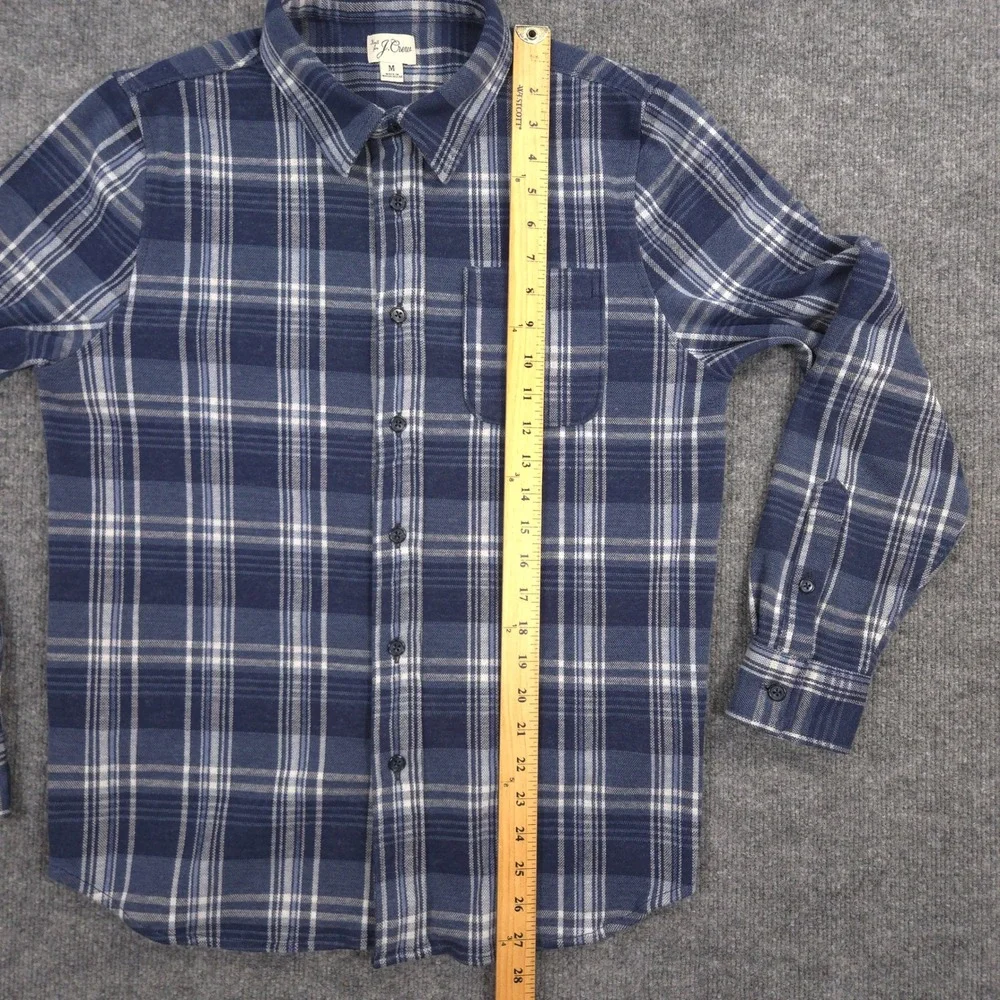 J Crew Lightweight Seaboard Soft-Knit Shirt Mens M Blue Plaid Brushed Flannel